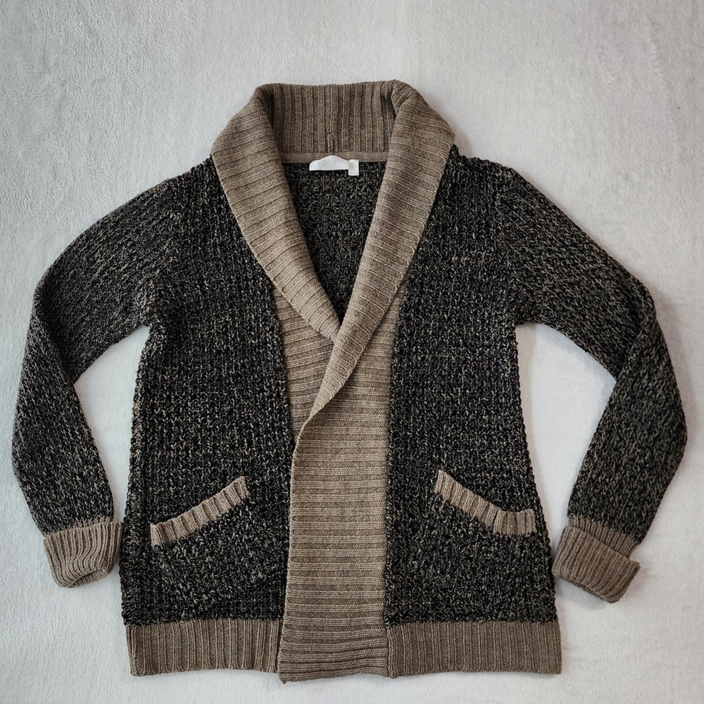Vintage Shawl Collar Cardigan Womens Small Brown Knit Earthy Earth Tone Granola